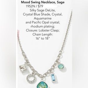 Touchstone Crystal by Swarovski MOOD SWING sage charm necklace BNIB